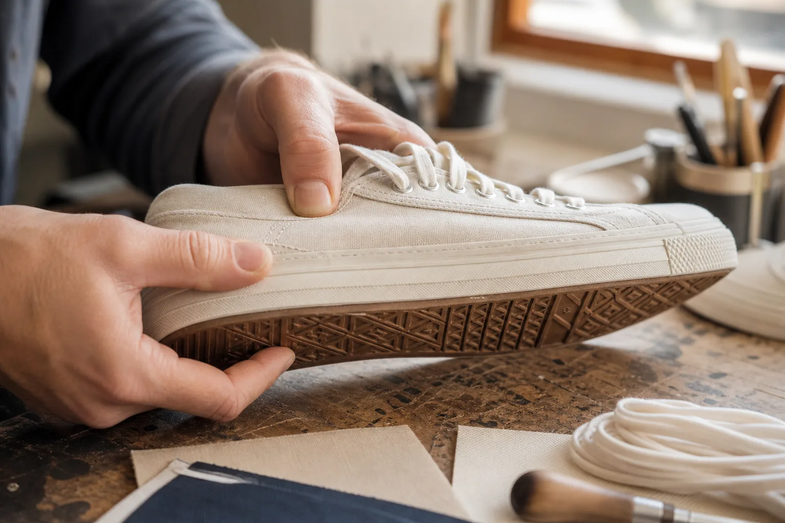 Platt tygsneaker granskas för grepp, slitstyrka och vardagskomfort