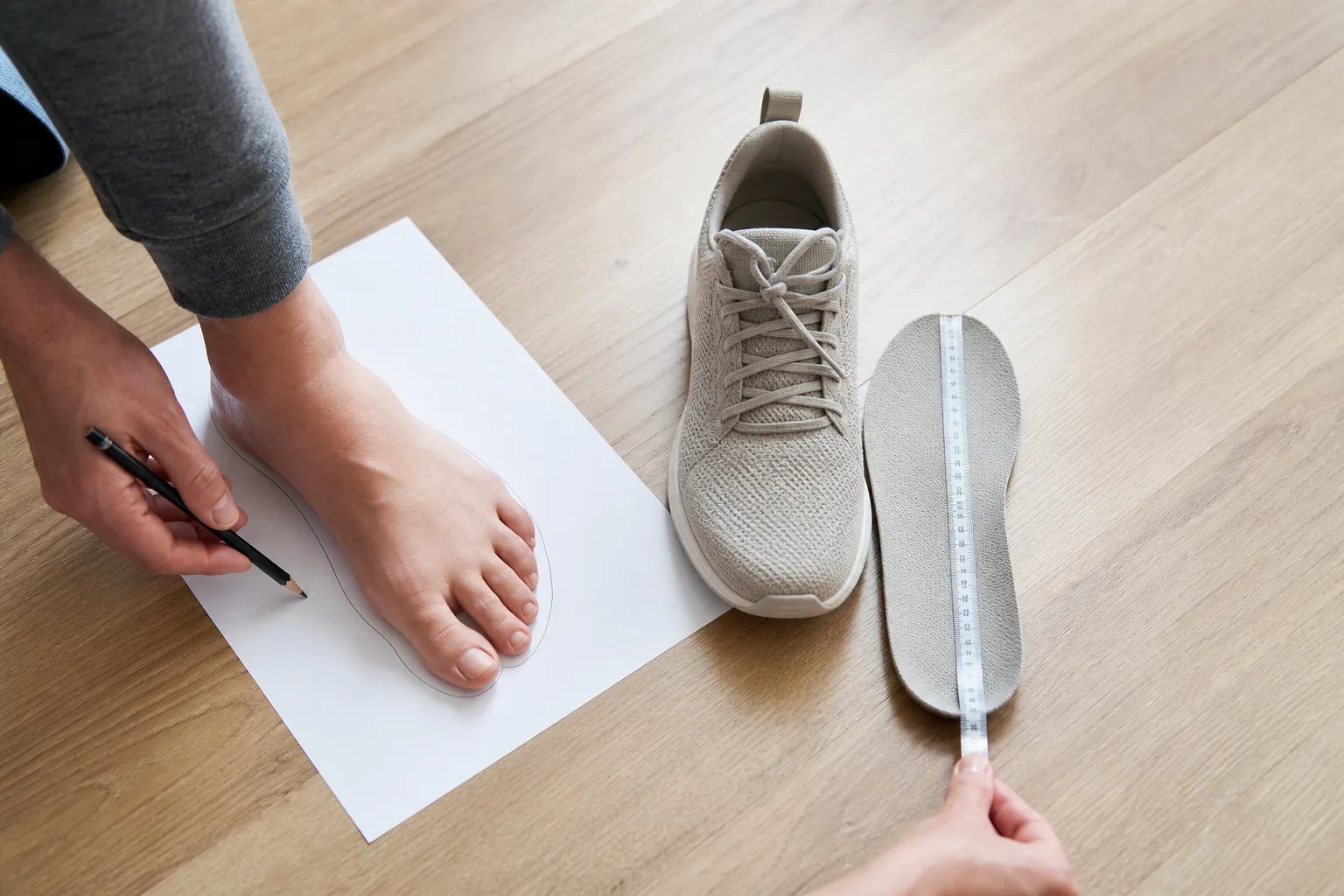 Fotlängd och skons innermått jämförs inför val av New Balance storlek